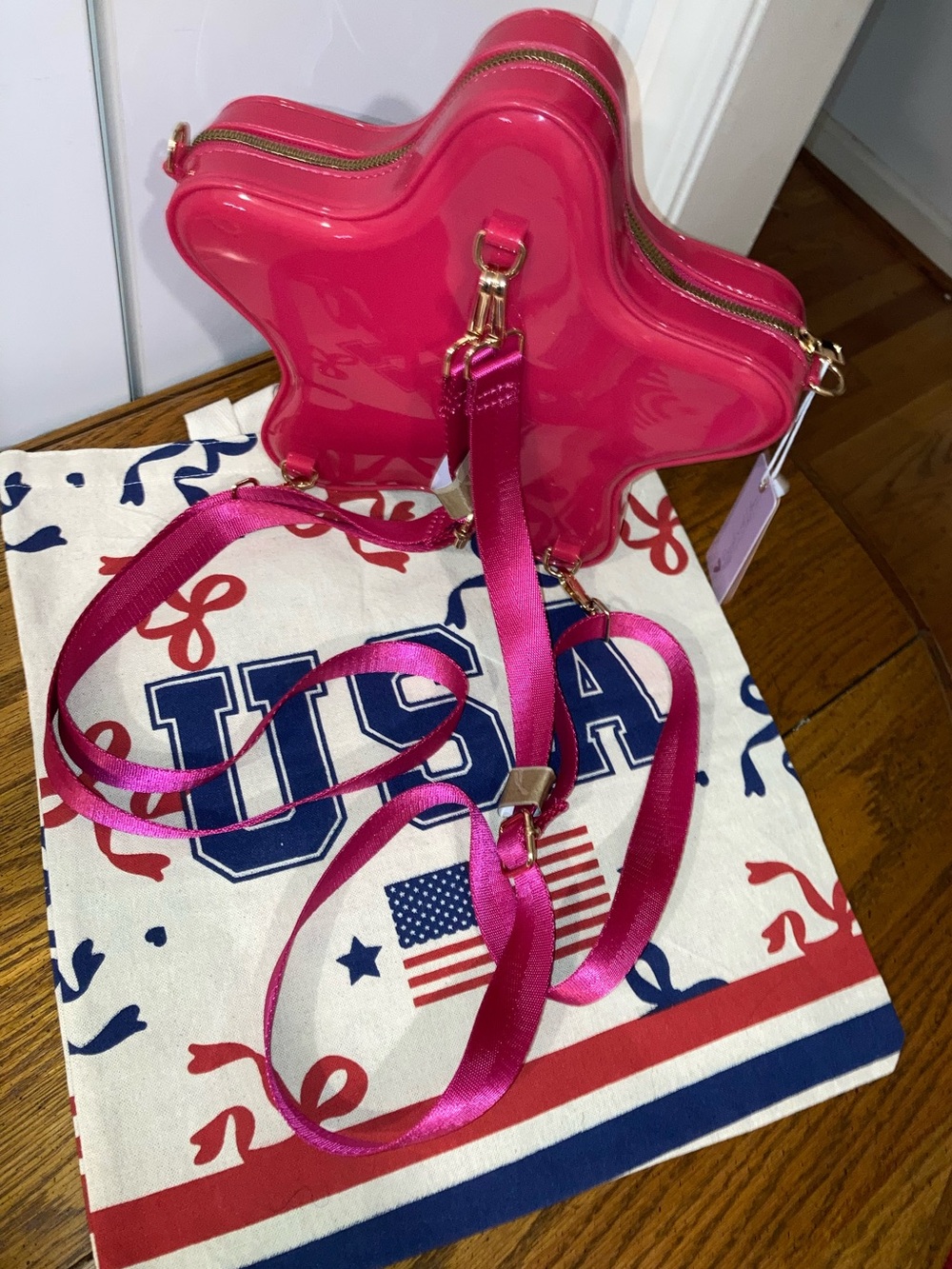 Patriotic Bundle  Star Crossbody/Backpack plus, USA Flag Canvas Tote NWT